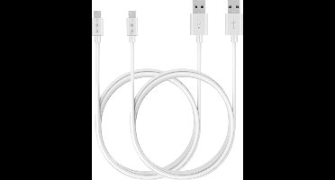 2x Micro USB naar USB A Kabel Wit - 2 meter - Oplaadkabel voor Samsung Galaxy S7 EDGE / S7 / S6 EDGE PLUS / S6 EDGE / S6 / S5 MINI / S4 / S4 MINI / S3 / S3 MINI