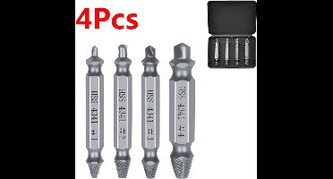 TLVX Dolle Schroef Verwijder set - 4 stuks – Schroef Uitdraai set - Snel en eenvoudig dolgedraaide schroeven verwijderen – Doorgedraaide schroef eruit halen - Kapotte schroeven uitdraaien – Vastzittende Schroef verwijderen