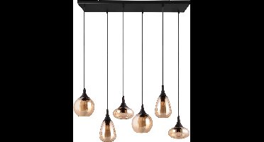 LED Hanglamp - Hangverlichting - Torna Lidia - E14 Fitting - 6-lichts - Rond - Mat Zwart - Metaal