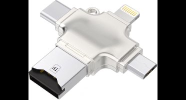 Ntech sd kaart lezer / 4 in 1 sd kaart lezer iPhone / sd kaartlezer usb c / OTG HUB-adapter, TF Flash-geheugenkaartlezer voor iPhone iOS / Android USB2.0