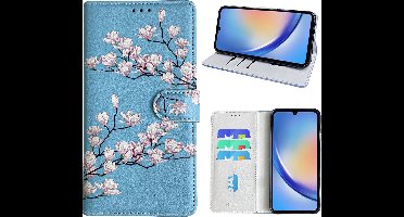 Hoesje geschikt voor Samsung Galaxy A34 Bookcase met blossom bloemen print
