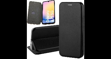Hoesje geschikt voor Samsung Galaxy A25 / A24 - Privacy Screenprotector Volledig Dekkend Glas & Camera - Wallet Book Case Zwart