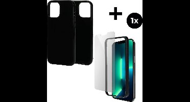 Mobiparts Classic TPU hoesje geschikt voor Apple iPhone 13 Pro Max met 1 Screenprotector van Gehard Glas - Zwart