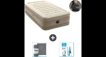 Intex Luchtbed - 1-Persoons - 99 x 191 x 46 cm - Beige - Inclusief pomp - Hoeslaken en Reparatieset