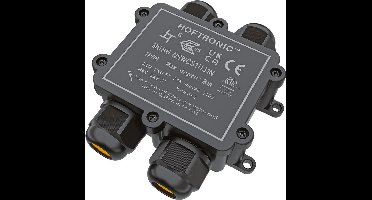 HOFTRONIC - Lasdoos IP68 Waterdicht - 4 ingangen - Kabelverbinder H-vorm - 4-12mm kabeldikte - Waterdichte Kabeldoorvoer Zwart