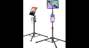 Hoogte Verstelbare Tablet Vloerstandaard - Standaard met 2 Houders - iPad Pro 129/11/105/97 iPad Air Tab - 97-15 inch tablets