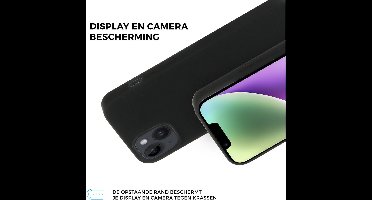 Mobiparts Silicone Cover MagSafe hoesje geschikt voor Apple iPhone 14 Plus - MagSafe - met 2 Screenprotectors van Gehard Glas - Zwart