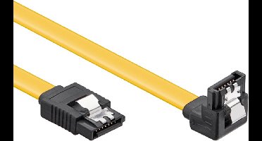 SATA datakabel - recht / haaks naar beneden - plat - SATA600 - 6 Gbit/s / geel - 0,20 meter