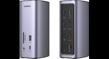 UGREEN 12-in-1 USB C Docking Station voor Windows en MacOS - Triple Display 2HDMI DP 4K@60Hz, 10Gbps Data, 100W PD, Ethernet, Audio, SD/TF voor MacBook en Windows PC