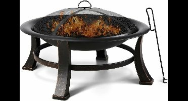 Le verkopeur ® Ronde Vuurkorf - Bbq Grill - Kookrooster - Vonk Scherm - Vuur Poker - 76cm breed