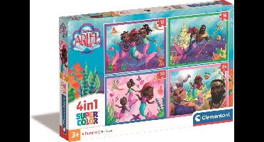 Clementoni - Kinderpuzzel 4in1 - Disney Ariel - 12, 16, 20 en 24 Stukjes - Vanaf 3 Jaar