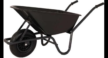 Topgear Kruiwagen - Zwarte Kunststof Bak - 85 Liter - Luchtband - Kiepstang