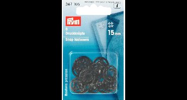 Aannaaidrukknopen kunststof rond 15 mm zwart 6 st. - Aannaaidrukknopen - Prym