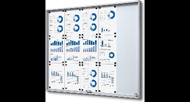 Indoor Vergrendelbaar Notitiebord met Schuifdeuren Slim met Veiligheidshoeken 15 X A4 - Syna SCSLR15XA4 - Horeca & Professioneel