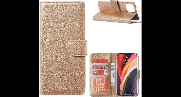 Hoesje Geschikt voor iPhone 12 / Pro Hoesje Goud Bookcase Met Pasjeshouder