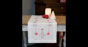 Vervaco - Loper kit - Kerst - Kerstbomen in rood/grijs - PN-0167023 - Borduren - Borduurpakket - Borduurpakket volwassenen - Borduurpakket kind