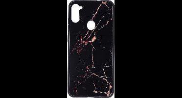 Shop4 - Geschikt voor Samsung Galaxy A11 Hoesje - Harde Back Case Marmer Zwart