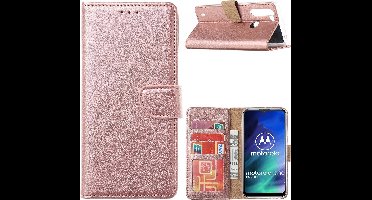 Hoesje geschikt voor Motorola Moto One Fusion Hoesje met Pasjeshouder booktype case - Rose Goud