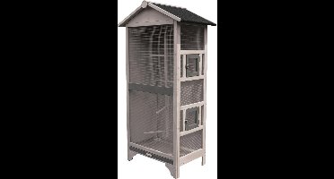 Volière Cottage Nevada Grijs – houten volière voor buiten & binnen – 78x57x157,5 cm – Flamingo vogelkooi hout