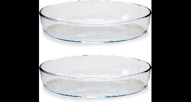 Pasabahce Ovenschaal van borosilicaat glas - 2x - ovaal - 2 Liter - 30,5 x 22 x 6 cm