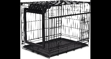 Duvoplus - Bench - Hond - Topline Draadkooi Schuif- & Vouwdeur 91x61x69cm Zwart - 1st
