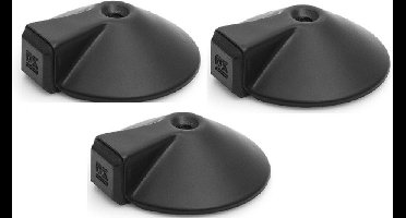 Dulimex Deurstopper/deurbuffer - 3x - D85mm - inclusief schroeven - RVS - zwart - vloermontage