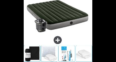 Intex Luchtbed - 2-Persoons - 152 x 203 x 25 cm - Groen - Inclusief pomp - Hoeslaken - Kussen - Reparatieset en Kussenbeschermer