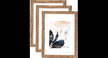 Fotolijst A4 | houtkleur | echt hout | plexiglas | posterlijst | fotolijst | set van 3 | fotolijst A4 fotolijst