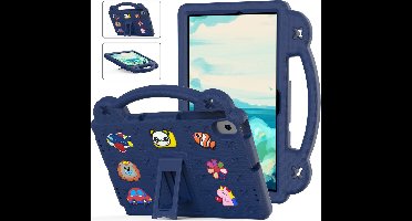 Hoes Geschikt voor Samsung Galaxy Tab A8 hoes Kinderen Donker Blauw - Kidsproof Backcover met handvati - Hoes Geschikt voor Samsung Galaxy Tab A8 Hoes Kinderen -Kindertablet