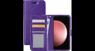 Hoesje - Met Pasjeshouder - Geschikt voor Samsung Galaxy S23 FE - Luxe Bookcase Portemonee - Flip Case - Kunstleer Book Case - Flipcase - Book Cover - Walletcase - Portemonneehoes - Paars