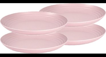 PlasticForte Bord - 4x stuks - D25 cm - roze - kunststof - rond - camping bord - dinerbord