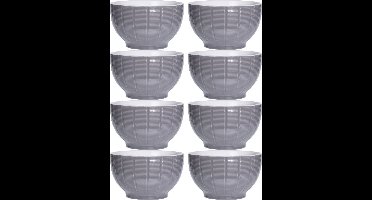 Excellent Houseware Soepkommen/serveer schaaltjes - 8x - Venice- keramiek - D14 x H8 cm - steengrijs