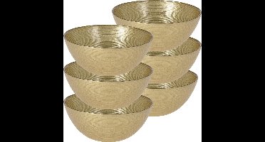 Excellent Houseware Kommetjes/serveer schaaltjes - 6x - Athene - glas - D15 x H6 cm - goud - Stapelbaar