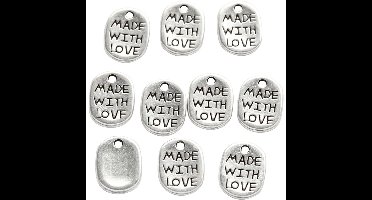 CC Sieradenhanger Made with Love 8 mm Zilver 10 stuks