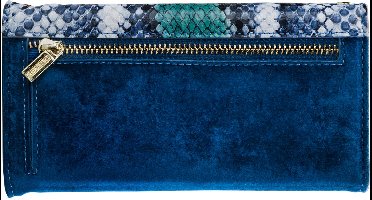 Mobilize Telefoonhoesje geschikt voor Samsung Galaxy A50 Hoesje | Mobilize Gelly Velvet Uitneembare 2in1 Clutch | Pasjeshouder voor 3 Pasjes | Telefoonhoesje voor Pinpas / OV Kaart / Rijbewijs - Royal Blue Snake | Blauw