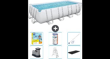 Bestway Rechthoekig Power Steel Zwembad - 549 x 274 x 122 - Grijs - Inclusief Pomp - Ladder - Afdekzeil Onderhoudspakket - Filter - Schoonmaakset
