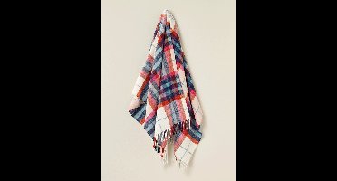 Bronte by Moon Plaid | FALMOUTH Red l | 100% Merino Wol | 140x185cm | Wollen Deken Rood | Made in UK