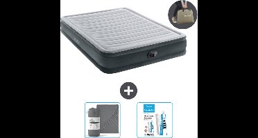 Intex Luchtbed - 2-Persoons - 152 x 203 x 33 cm - Grijs - Inclusief pomp - Hoeslaken en Reparatieset