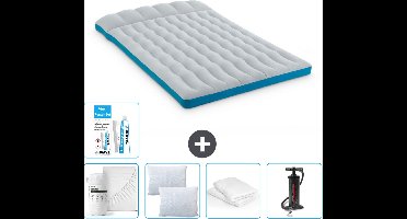 Intex Campingmat - 2-Persoons - 127 x 193 x 24 cm - Blauw - Inclusief Hoeslaken - Kussen - Pomp - Reparatieset en Kussenbeschermer