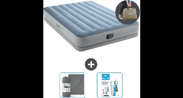 Intex Luchtbed - 2-Persoons - 152 x 203 x 36 cm - Blauw/Grijs - Inclusief pomp - Hoeslaken en Reparatieset