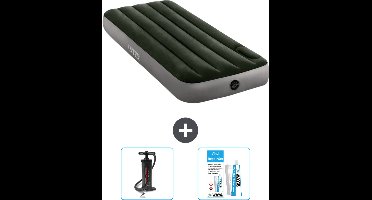 Intex Luchtbed - 1-Persoons - 76 x 191 x 25 cm - Groen - Pomp en Reparatieset