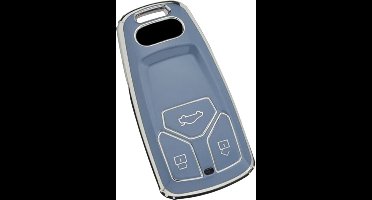 Zachte TPU Sleutelcover - Geschikt voor Audi A4 / A5 / A6 / A7 / S4 / S5 / S6 / Q5 / TT / RS - Blauw met Zilver - Sleutel Hoesje Cover - Auto Accessoires