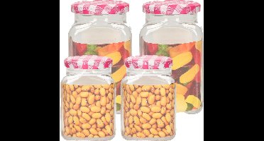 Plasticforte Weckpotten/inmaakpot set Classic - 4x - 375/500 ml - kunststof - draaideksel - roze