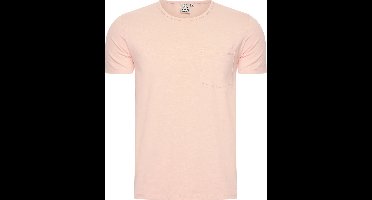 Mario Russo T-shirt - T-shirts Heren - Katoen - XL - Perzik Oranje