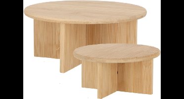 Esschert Design plantenpot verhogen tafeltjes set 2x stuks - van bamboe - D25 x H11/D18 x H8 cm