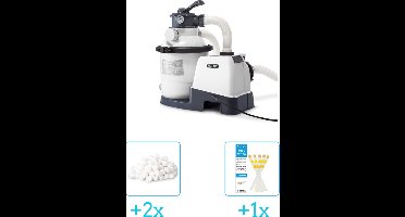 Intex 26644GS Zandfilterpomp - SX1500 - 4000 liter per uur inclusief Intex Filterbollen - Geschikt voor zandfilterpomp - 29045 (2 stuks) & WAYS Testrips (1 stuks)