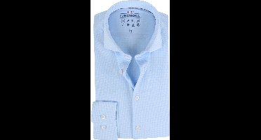 Pure Overhemd Functional Pied De Poule Blauw - Maat 42 - Heren - Overhemden Formeel