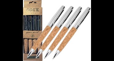 green-goose® Kurk Pen | 4 Stuks | Navulbaar | Kurk en Metaal | Duurzame Set Pennen