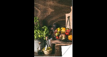 Poster Groente - Kruiden - Rustiek - Stilleven - Basilicum - 20x30 cm - Kerstversiering - Kerstdecoratie voor binnen - Kerstmis