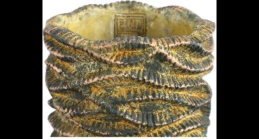 PTMD Waves Bloempot - 19 x 19 x 37 cm - Cement - Bruin